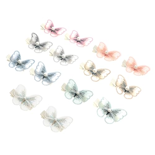 OUNONA 14 Stück Teiliges Haarschmuck Schmetterlings Haarspangen mit Perlen Duckbill Clips Zarte Deko für Mädchen Vielseitig Einsetzbar für Zöpfe und Festliche Frisuren Zufällige Farbe von OUNONA