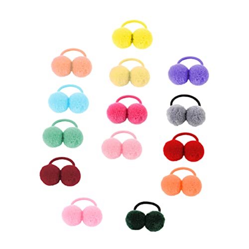 OUNONA 14stücke Elastische Junge Mädchen Haarband Mit Plüsch Ball Haarschmuck Für Mädchen Haargummis Und Haarringe Zum Pferdeschwanzhaltern Haarschmuck Für Diverse Anlässe von OUNONA