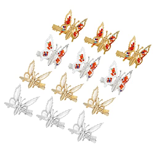 OUNONA 15 Stück Teiliges Metall Schmetterlings Haarspangen mit Beweglichen Flügeln Bunte Perlenverzierung Vielseitig für Frauen Geeignet für Partys Alltag und Besondere Anlässe von OUNONA