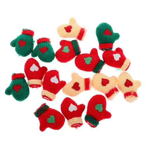 OUNONA 16 Stück Teiliges Mini Strickhandschuhe für Bastelarbeiten Handgefertigte Bunte Puppen Handschuhe Weiche Gestrickte Dekorationen für DIY Schmuck Weihnachtsdeko und Miniaturhäuser von OUNONA