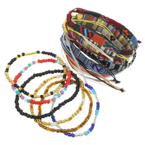 OUNONA 18 Stück Boho Fußkettchen Teilig Damen Geflochtene Bunte Handgefertigte Schmuck Fußketten Leicht Hautfreundlich Vielseitig Kombinierbar für Alltag und Festlichkeiten von OUNONA