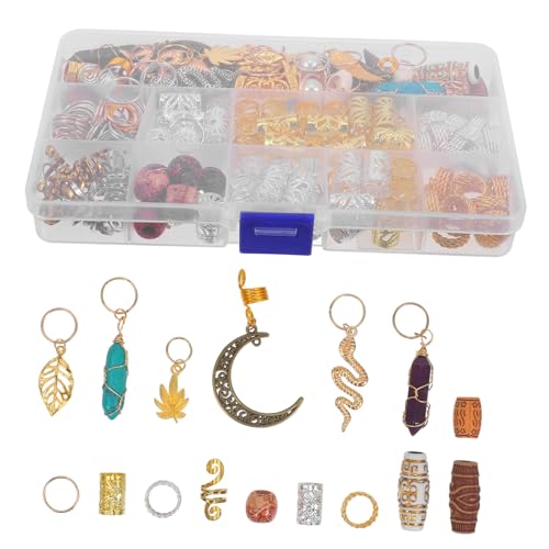 OUNONA 184 Stück Teiliges Set Haarperlen für Zöpfe und Dreadlocks Vintage Haarschmuck für Dreadlocks Dekorative Haarschmuck Accessoires für Partys und Besondere Anlässe von OUNONA