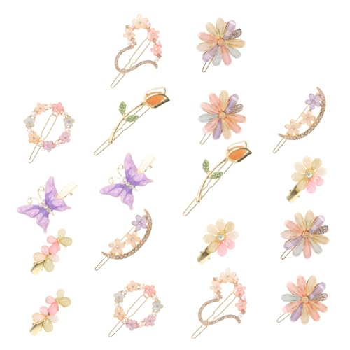 OUNONA 18stücke Haarspangen Mit Schmetterlingen Und Blumen Clip-haaraccessoires Mit Strasssteinen Für Frauen Geeignet Für Verschiedene Anlässe von OUNONA