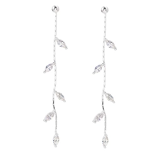 OUNONA 1Paar Lange Quaste Ohrringe mit Strasssteinen im Blattdesign Ohrhänger für Damen für Besondere Anlässe von OUNONA