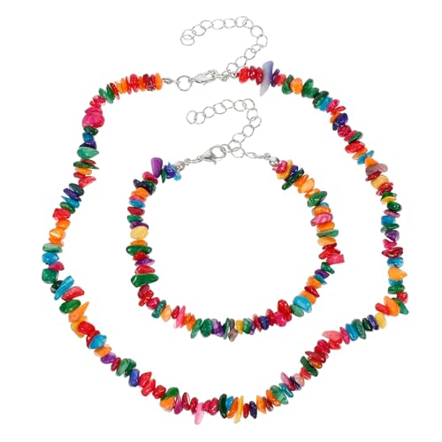 OUNONA Naturstein Halskette Armband Satz für Mädchen Eleganter Strandschmuck 2 Teile für Sommerurlaub und Frauenaccessoires von OUNONA