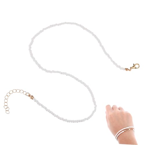 OUNONA 1Stück Einlagige Reisperlen Halskette für Damen Farbige Perlenkette Weiß Modisches Accessoire für Strandpartys Abschlussfeiern Urlaube Mädelsabende von OUNONA