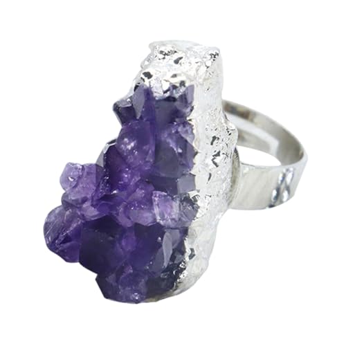 OUNONA Amethyst Ring Schmuck Für Damen Zarter Unregelmäßigen Edelstein Fingerring Aus Frauen Hand Schmuck von OUNONA