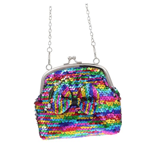 OUNONA Umhängetasche Für Mädchen Schultertasche Im Bowknot Design Pailletten Münztasche Farbige Aufbewahrungstasche Alltagstasche Für Freizeit Und Partys von OUNONA
