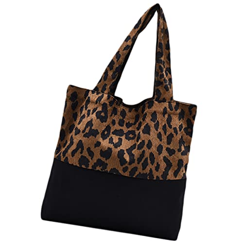 OUNONA 1Stück Retro Leopard Muster Schultertasche Große Kapazität Segeltuchtasche für Damen für Reisen Shopping Verarbeitung Angenehmes von OUNONA