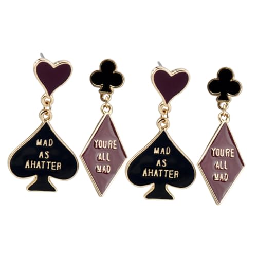 OUNONA 2 Paare Asymmetrische Poker Ohrringe Damen Spades Hearts Drop Schmuck Leichtes Design für Party Valentinstag Geburtstag Geschenk OUNONA 2 Paare Asymmetrische Poker Ohrringe Damen Spades Hearts Drop Schmuck Leichtes Design für Party Valentinstag Geburtstag Geschenk von OUNONA