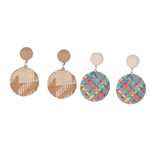 OUNONA 2 Paare Böhmische Woven Stroh Ohrringe für Frauen Vintage Dangle Drop Ohrringe Ethnischer Stil für Alltag Besondere Anlässe OUNONA 2 Paare Böhmische Woven Stroh Ohrringe für Frauen Vintage Dangle Drop Ohrringe Ethnischer Stil für Alltag Besondere Anlässe von OUNONA