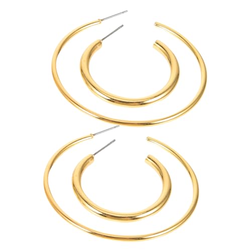 OUNONA 2 Paare Creolen Ohrringe Damen Leichte Glänzende C Förmige Ohrringe Ohrschmuck für Frauen Hautfreundlich Vielseitig Kombinierbar OUNONA 2 Paare Creolen Ohrringe Damen Leichte Glänzende C Förmige Ohrringe Ohrschmuck für Frauen Hautfreundlich Vielseitig Kombinierbar von OUNONA