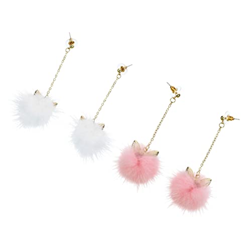 OUNONA 2 Paare Katzenohrringe mit Flauschigen Pompons Damen Ohrschmuck Winter Ohrringe Leichte Ohrstecker für Frauen und Mädchen Niedliche Geschenkidee Zufällige Farbe Zufällige Farbe von OUNONA