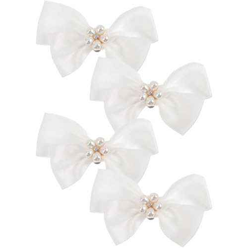 OUNONA 2 Paare Modische Abnehmbare Schuhclips mit Perlenschleife Stilvolle Schuhschmuck Deko für Damen für Hochzeit Party Valentinstag und Festliche Anlässe von OUNONA