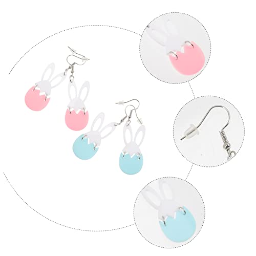 OUNONA 2 Paare Ostern Ohrringe Bunny Dangle Cartoon Bunte Hasenohren Schmuck Leicht für Damen Ostergeschenk Party Accessoire von OUNONA