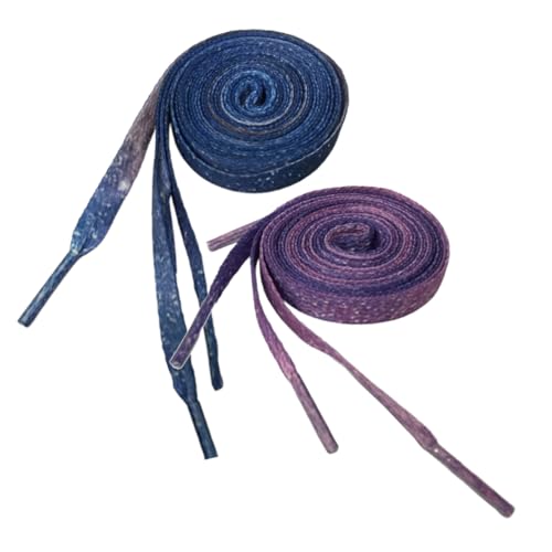 OUNONA 2 Paare Polyester Schnürsenkel Bunte Flache Schuhbänder für Sneaker Damen Herren Langlebig Modisch Gedruckt in Dunkelviolett und Dunkelblau von OUNONA