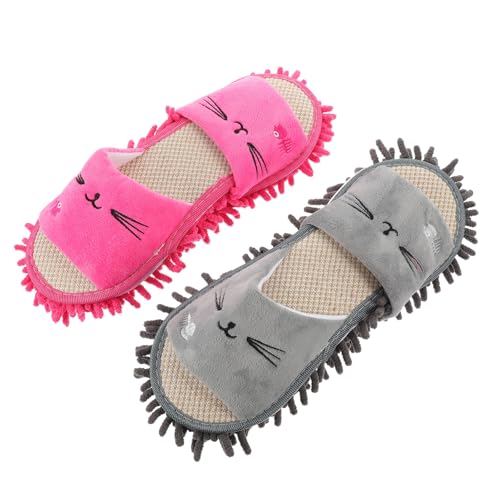 OUNONA 2 Paare Praktische Wischhausschuhe Mopp slipper Rutschfest Strapazierfähig Wiederverwendbar mit Hoher Wasseraufnahme für Damen Bodenreinigung Passend von OUNONA