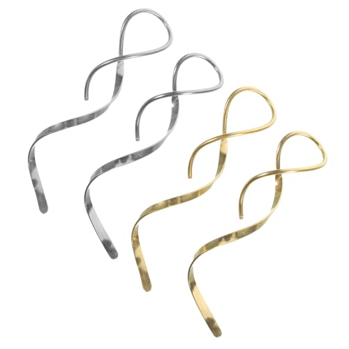 OUNONA 2 Paare Spiral Threader Ohrringe aus Handgefertigt Gedrehte Lineare Geschwungene Ohrhänger in Gold und Silber Geeignet für Damen und Teenager Durchzieher Ohrstecker von OUNONA