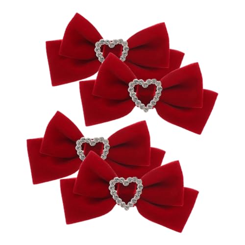 OUNONA 2 Paare Süße Haarspangen für Mädchen Große Schleifen Haarclips aus Samtigem Rot Dekorative Haarschmuck für Hochzeiten Geburtstagsfeiern und Fotoshootings von OUNONA