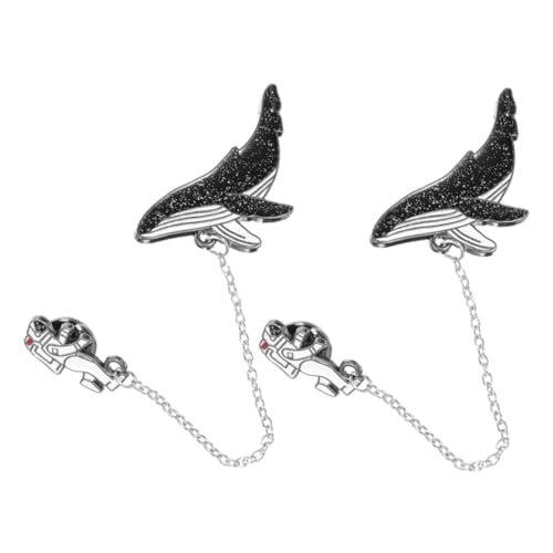 OUNONA 2 STÜCK Astronaut Wal Broschen Kawaii Tier Anstecknadeln aus Legierung Langlebig und Verblassungsbeständig Vielseitige Herren Suit Chain Schal Pin für Mantel Rucksack Eleganter von OUNONA