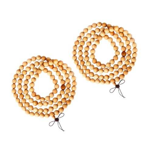 OUNONA 2 STÜCK Holzperlen Armband Teiliges Buddhistisches Gebetsperlen Armband Naturholz Perlenkette für Männer und Frauen Meditation Stresskontrolle von OUNONA