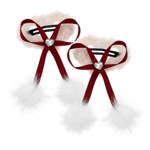 OUNONA 2 STÜCK Plüsch Haarklammer mit Schleife und Herz Weiche Dicke Haarspangen für Frauen Romantisches Styling für Valentinstag Partys und Besondere Anlässe Komfortabel und Langlebig von OUNONA