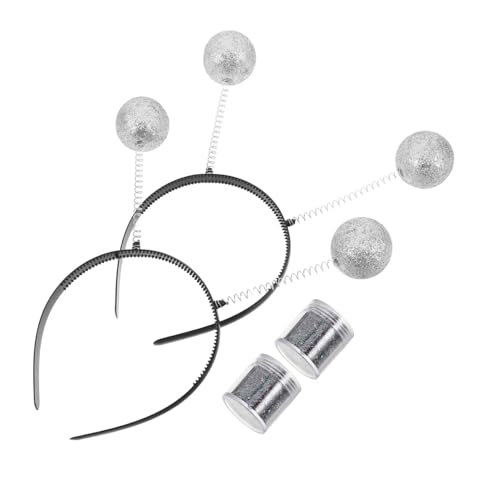 OUNONA 2 Sätze Martian Antenna Headbands mit Glitzerbällen Silberne Haaraccessoires Leichtes Komfortables Party Kostüm für Frauen und Authentische Weltraum Vielseitig Kombinierbar von OUNONA