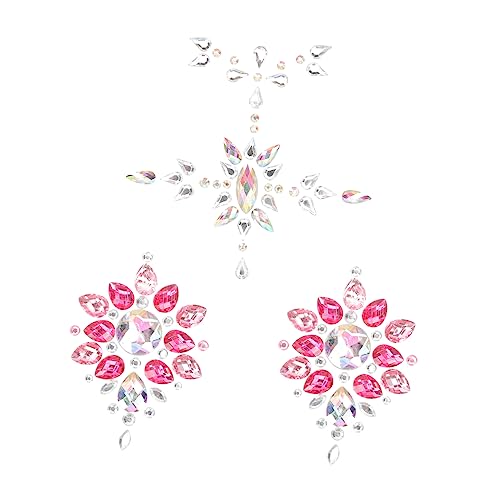 OUNONA 2 Satz Brust Edelsteine Aufkleber Strass Körperdekoration für Selbstklebende Glitzer Brustschmuck für Partys Cosplay und Festivals Einfach Anzubringen Hautfreundlich von OUNONA