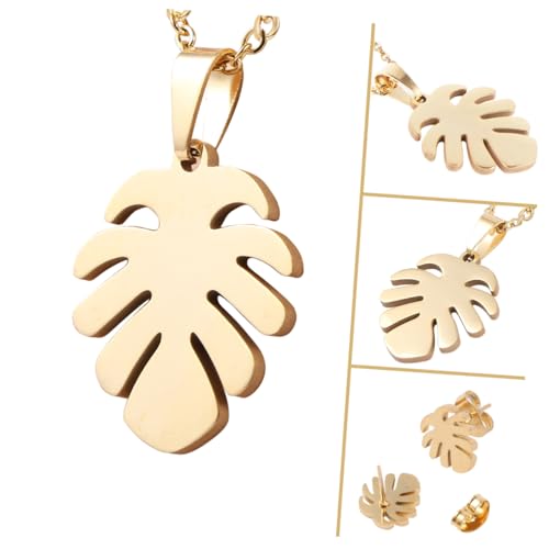 OUNONA 2 Satz Schmuckset Damen Palmblatt Anhänger Halskette und Ohrringe Set Goldfarben Kreativer Schmuck für Alltag Vielseitig Kombinierbar für Strandparty Urlaub und Festliche Anlässe OUNONA 2 Satz Schmuckset Damen Palmblatt Anhänger Halskette und Ohrringe Set Goldfarben Kreativer Schmuck für Alltag Vielseitig Kombinierbar für Strandparty Urlaub und Festliche Anlässe von OUNONA
