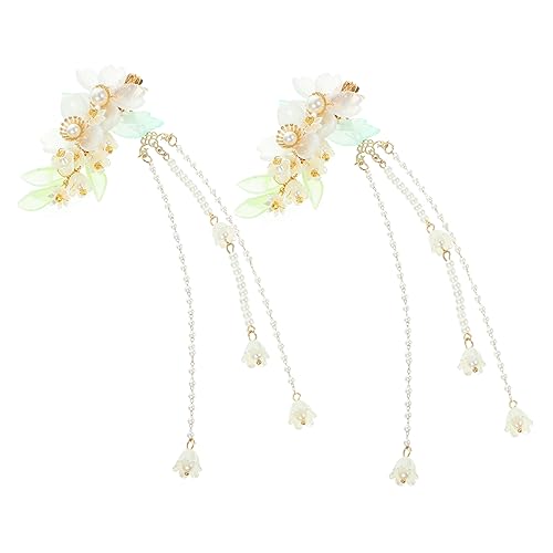 OUNONA 2 Stck Chinesische Haarklammer mit Glockenblumenmotiv Quasten und Perlen Eleganter Haarclip für Frauen Handgefertigter Haarschmuck im Hanfu Stil Teiliges für Festliche Frisuren von OUNONA