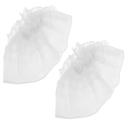 OUNONA 2 Stück Abnehmbare Fake Ärmel Damen Handgelenkmanschetten Weißes Design für Halloween Hochzeit Cosplay und Partys Leicht und Tragbar von OUNONA