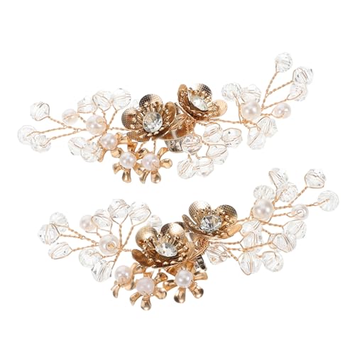 OUNONA 2 Stück Abnehmbare Goldene Blüten Schuhclips mit Funkelnden Strasssteinen Dekorativer Hochzeitsschmuck für Damenschuhe Vielseitig Einsetzbar und Leicht zu Befestigen von OUNONA