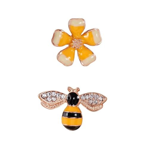 OUNONA 2 Stück Bienen Ohrringe mit Blütenmotiv Bunte Statement Ohrstecker für Frauen und Teenager Farbig Emailliert und Funkelnd für Alltag Partys und Festliche Anlässe von OUNONA