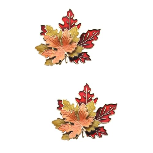 OUNONA 2 Stück Blazer Brosche Tropfen Emaille Ahornblatt Corsage Ornament Damen Party Schmuck Sicherheitsnadel Design für Pullover Kleider Taschen von OUNONA