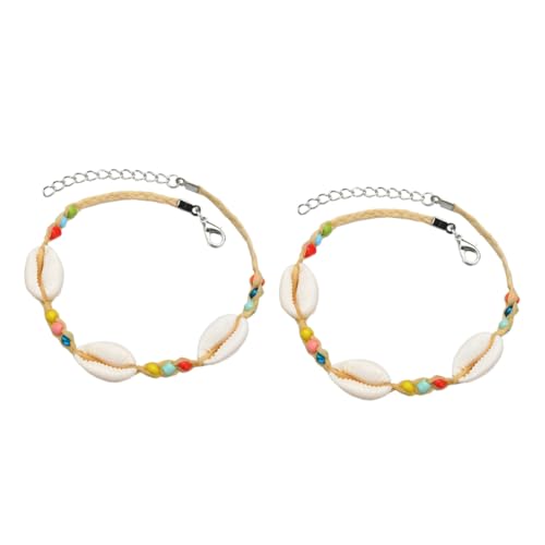 OUNONA 2stücke Perlen Fußkettchen Armband Bunte Perlen Fußkette Schmuck Geschenk Dekoratives Fußkettchen Boho Stil Accessoires Leicht Und Modern von OUNONA