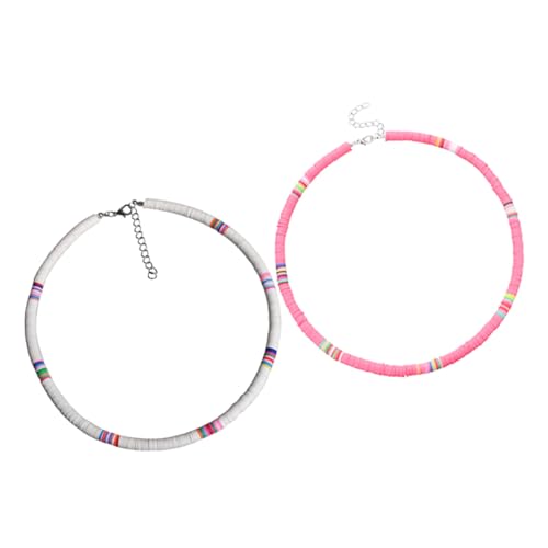 OUNONA 2stücke Polymer Perlen Halskette Kurz Frauen Schmuck Choker Für Mädchen Teenager Damen Bohemian Strand von OUNONA