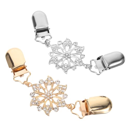 OUNONA 2 Stück Brosche Clip für Strickjacken Klassisches Blumendesign mit Strass Schal Clips zur Kleidungsdekoration für von OUNONA