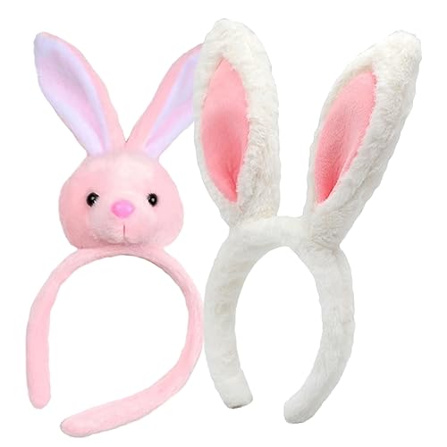 OUNONA 2 Stück Bunny Ohr Haarreifen Plüsch Haargummis für Damen für Ostern Cosplay und Partys Bequem und zum Frisieren und Dekorieren von OUNONA