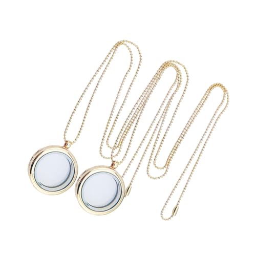 OUNONA 2 Stück DIY Runde Fotoanhänger Halskette aus Legierung Mini Bilderrahmen Anhänger für Schmuckherstellung Kreatives Schmuckzubehör Leicht und Vielseitig für Damen und Herren von OUNONA