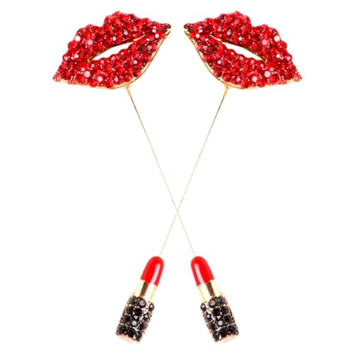 OUNONA 2 Stück Strassbrosche Lippenstift Design Für Damen Kleidung Taschen Schals Rucksack Dekor Langlebig Und Vielseitig Modeaccessoires von OUNONA