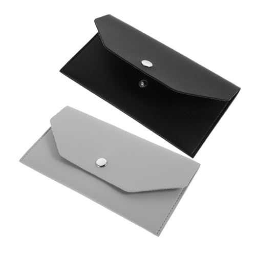 OUNONA 2 Stück Damen Portemonnaie aus PU Schlankes Münzfach Vielseitiger Kartenhalter mit Sicherem Druckknopf Kompakter Geldbeutel für Reisen und Alltag Leicht und Robust in Schwarz von OUNONA