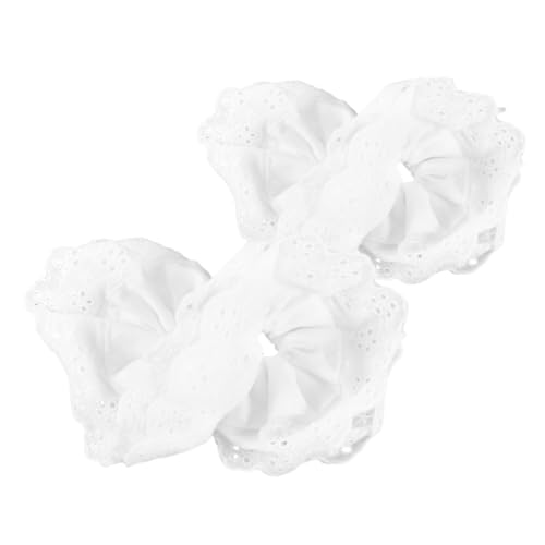 OUNONA 2 Stück Doppellagige Spitzen Haargummis Große Elastische Haargummies für Damen und Mädchen Schonend Stark Dehnbar Weich Haarschäden Stilvolle Pferdeschwanzhalter Cremeweiß von OUNONA