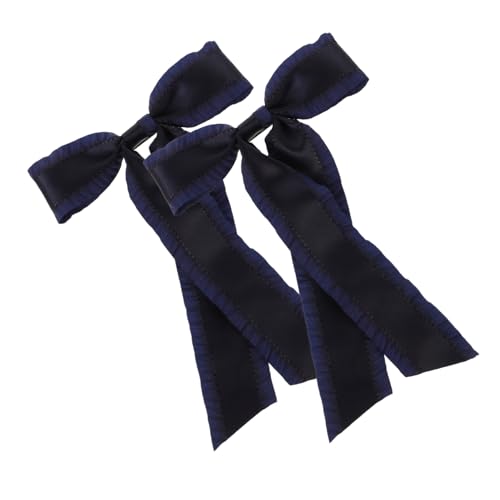 OUNONA 2 Stück Dunkelblaue Haarschleifen Haarspangen aus Baumwolle Niedliche Bowknot Haarklammern für Mädchen und Frauen Vielseitige Haaraccessoires für Verschiedene Frisuren und Anlässe von OUNONA