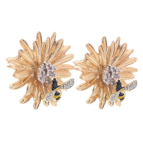 OUNONA 2 Stück Elegante Broschen mit Gänseblümchen und Biene Metall Emaille-anstecknadeln Sichere Befestigung Vielseitig für Damen Kleidung Schals Anzüge und Rucksäcke von OUNONA