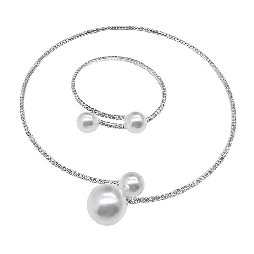 OUNONA 2 Stück Elegantes Teiliges Perlen Schmuckset Silber mit Halskette und Handkette für Damen Brautschmuck Hochzeit Accessoire Modisch Langlebig Vielseitig Einsetzbar OUNONA 2 Stück Elegantes Teiliges Perlen Schmuckset Silber mit Halskette und Handkette für Damen Brautschmuck Hochzeit Accessoire Modisch Langlebig Vielseitig Einsetzbar von OUNONA