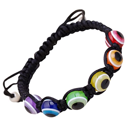OUNONA 2 Stück Evil Eye Armbänder Verstellbare Geflochtene Regenbogenarmbänder für Herren Glücksbringer mit Türkisfarbenen Augen Stilvolle Handgelenk Dekoration für von OUNONA