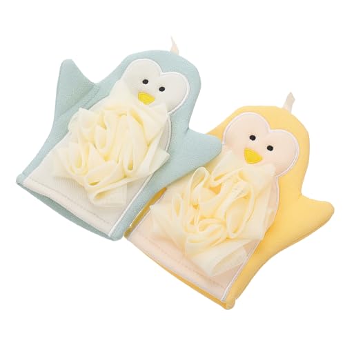 OUNONA 2 Stück Exfolierende Badetücher für Rückenschrubberhandschuhe aus Bequemen Materialien für Sanfte und Massage Teilig Gelb Blau von OUNONA