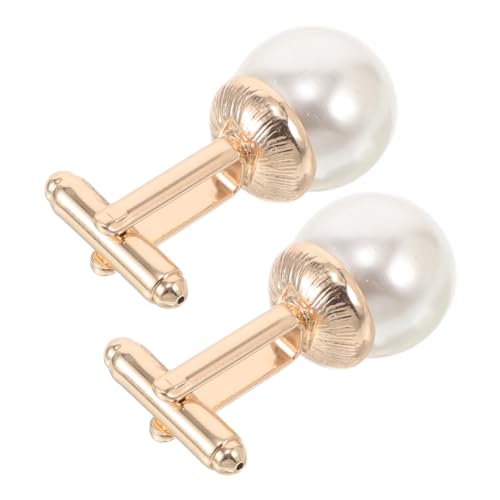 OUNONA 2 Stück Faux Perlen Manschettenknöpfe für Herren Hemdknöpfe für Französische Manschetten für Hochzeiten und Formelle Anlässe Langlebig und von OUNONA