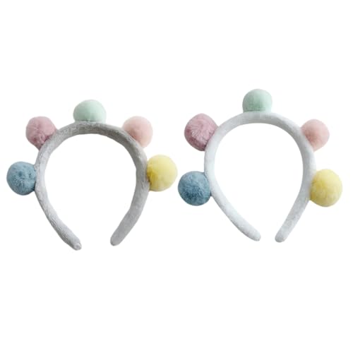 OUNONA 2 Stück Plüsch Ball Stirnband Pom Ball Kopfband Cosplay Zubehör Für Mädchen Weiches Leichtes Haaraccessoire Für Halloween Und Partys Stilvolles Kopfband Mit Bommelbällen in von OUNONA