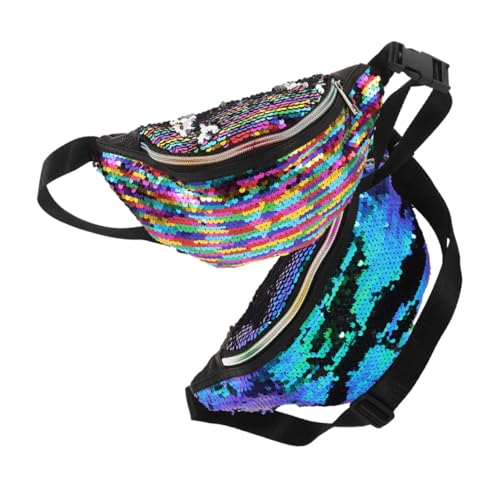 OUNONA 2 Stück Glitzernde Bauchtasche für Damen Meerjungfrau Pailletten Gürteltasche mit Verstellbarem Schulterriemen Bunte Glitzer Umhängetasche für Outdoor Party und Reisen von OUNONA